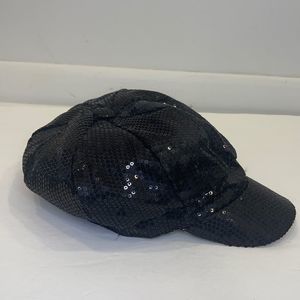 Justice Black Sequin Train Conductor Kids Hat